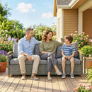 Outsunny Rattan Garden Sofa With Cushioned Wide Seats Dark Grey