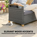 Outsunny Rattan Garden Sofa With Cushioned Wide Seats Dark Grey