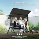 Outsunny 3 Seat Garden Swing Chair Steel w/ Adjustable Canopy and Coffee Tables