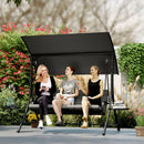 Outsunny 3 Seat Garden Swing Chair Steel w/ Adjustable Canopy and Coffee Tables