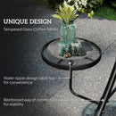 Outsunny 3 Seat Garden Swing Chair Steel w/ Adjustable Canopy and Coffee Tables