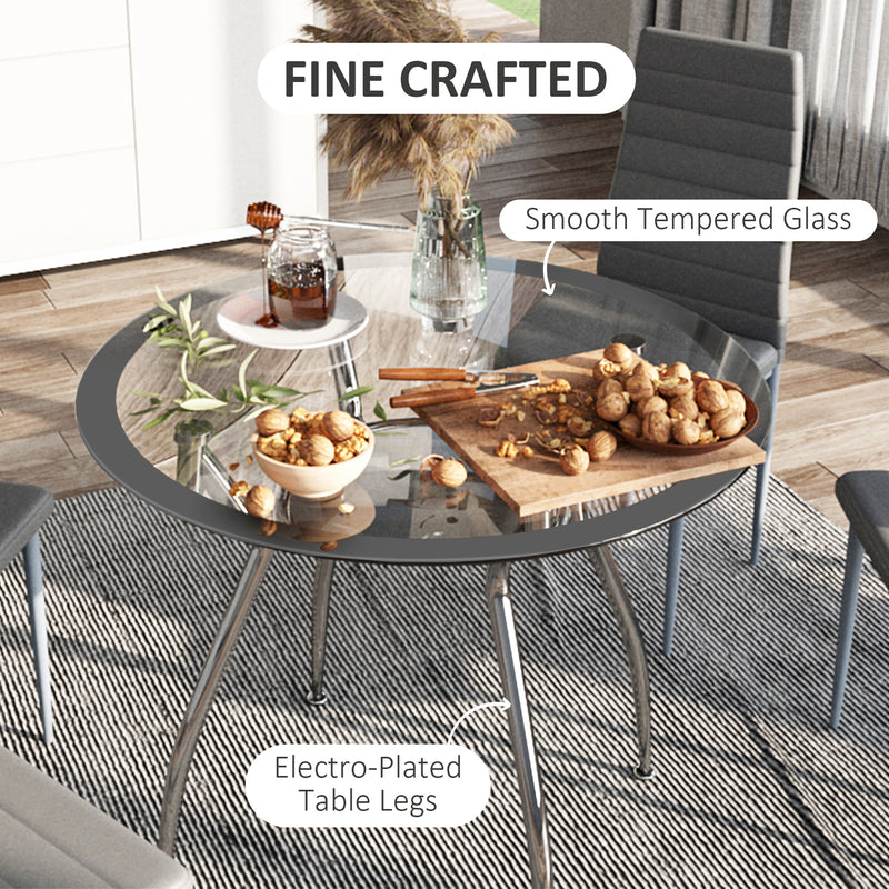 HOMCOM Round Dining Table Set for 4, Kitchen Table and Chairs with Cushion