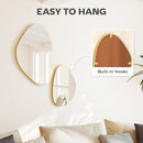 HOMCOM Pebble-Shaped Decorative Mirror, Set of 2 Wall Mirror, Gold Tone