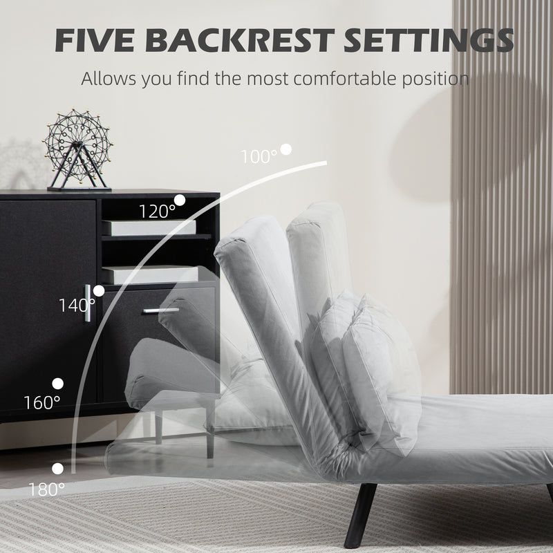 HOMCOM Click Clack 2 Seater Sofa Bed For Living Room, Guest Room, Light Grey