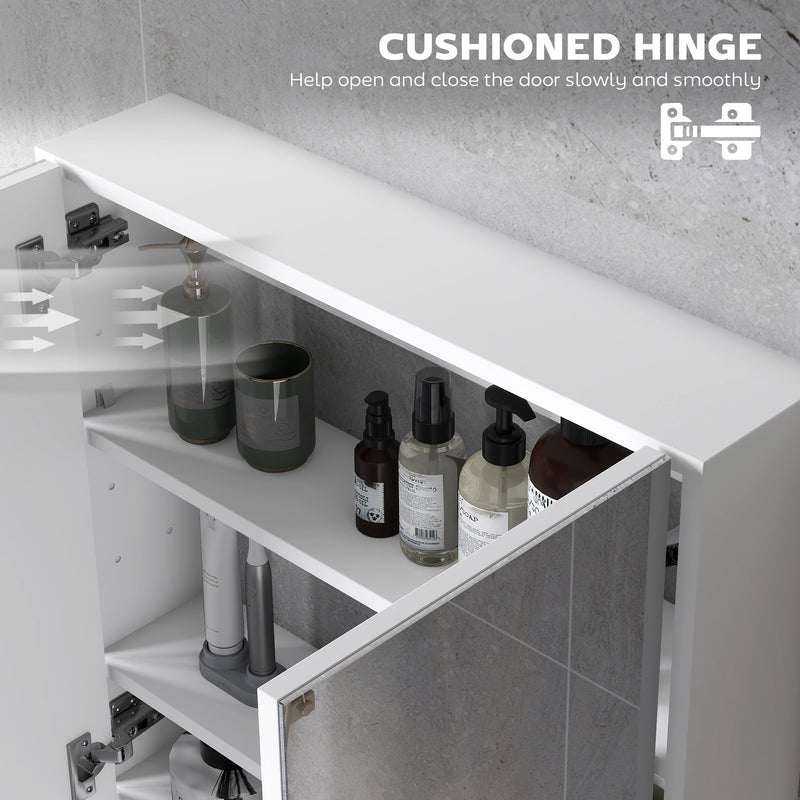 HOMCOM Bathroom Mirror Cabinet Wall Mounted, 60 x 15 x 60 cm, White