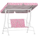 AIYAPLAY Kids 2-Seater Porch Swing with Seat Belts, Adjustable Canopy Pink