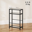 HOMCOM Slim Side Table, End Table with Tempered Glass Tabletop, Black