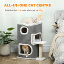 PawHut 75 Cm Cat Tree Cat Condo For Indoor Cats With Scratching Post