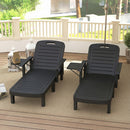 Outsunny Set of 2 Resin Reclining Sun Loungers for Garden, Black