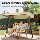 Outsunny 3 Seater Garden Swing Chair Patio Swing Bench w/ Cup Trays Brown