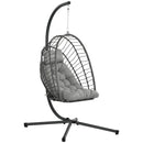 Outsunny PE Hanging Swing Chair w/ Thick Cushion, Patio Hanging Chair, Grey