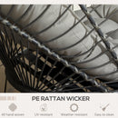 Outsunny PE Hanging Swing Chair w/ Thick Cushion, Patio Hanging Chair, Grey