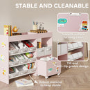 AIYAPLAY Kids Toy Storage Unit With 11 Fabric Bins, 3 Stickers, Pink