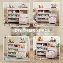 AIYAPLAY Kids Toy Storage Unit With 11 Fabric Bins, 3 Stickers, Pink