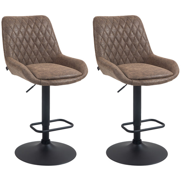 HOMCOM Bar Stools Set Of 2, Adjustable Bar Chairs 360° Swivel For Kitchen Coffee