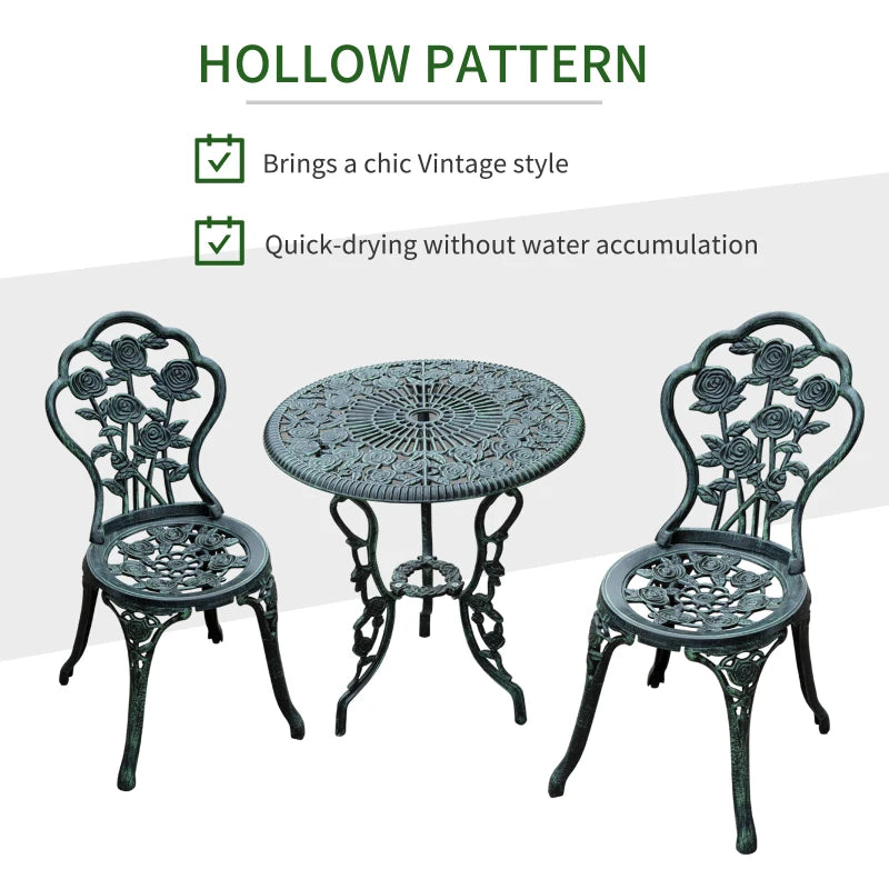 Outsunny Bistro Set Cast Aluminium - Green