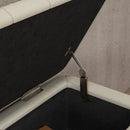 HOMCOM Storage Ottoman Bench, Linen Fabric Footstool With Steel Legs Cream White