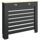 HOMCOM Radiator Cover With Drawer, Horizontal Slat Black