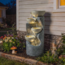 Outsunny 5 Tier Garden Water Feature, Outdoor Water Fountain With LED Lights