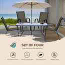 Outsunny Set Of 4 Garden Dining Chair Set Outdoor W/ High Back Armrest Brown