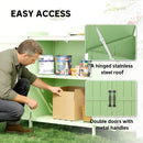 Outsunny Wooden Garden Storage Shed w/Hinged Roof and Shelf, Light Green