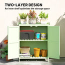Outsunny Wooden Garden Storage Shed w/Hinged Roof and Shelf, Light Green
