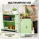 Outsunny Wooden Garden Storage Shed w/Hinged Roof and Shelf, Light Green