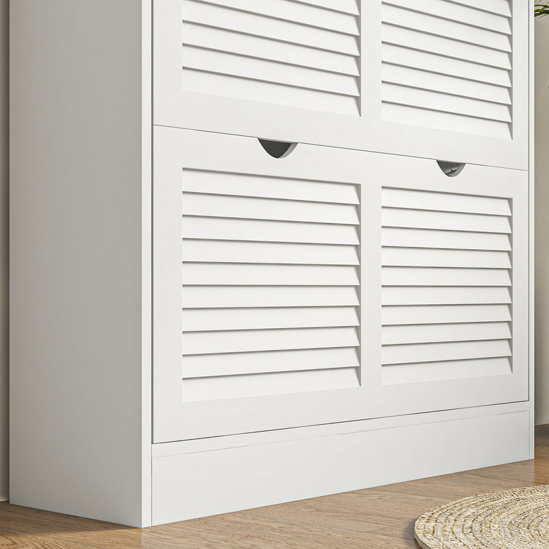 HOMCOM Slim Shoe Storage Cabinet with 2 Flip Drawers for Entryway, White