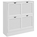 HOMCOM Slim Shoe Storage Cabinet with 2 Flip Drawers for Entryway, White