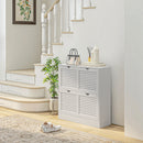 HOMCOM Slim Shoe Storage Cabinet with 2 Flip Drawers for Entryway, White