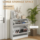 HOMCOM Slim Shoe Storage Cabinet with 2 Flip Drawers for Entryway, White
