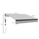 Outsunny 2.5 x 2m Electric Retractable Awning w/ Aluminium Frame