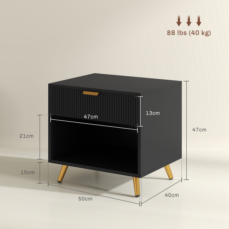 HOMCOM Small Table With Drawer, Open Compartment and Handle