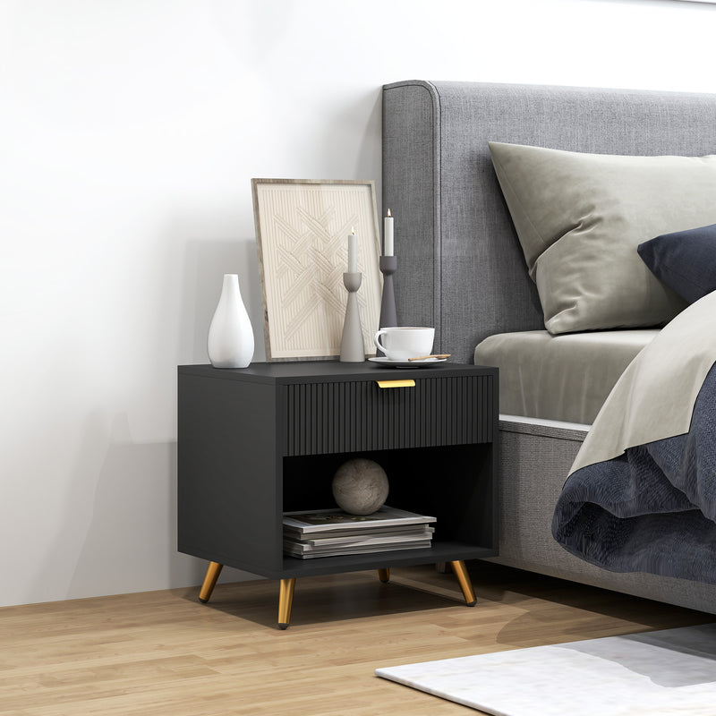 HOMCOM Small Table With Drawer, Open Compartment and Handle