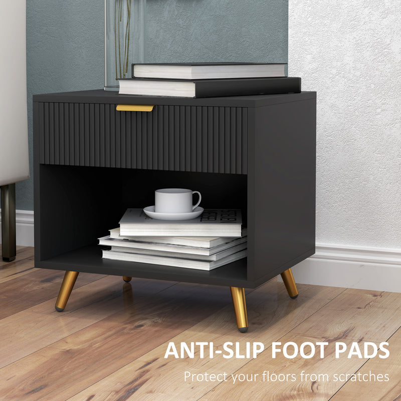 HOMCOM Small Table With Drawer, Open Compartment and Handle