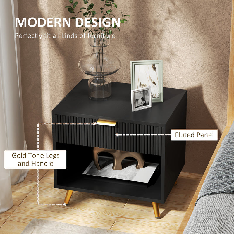 HOMCOM Small Table With Drawer, Open Compartment and Handle