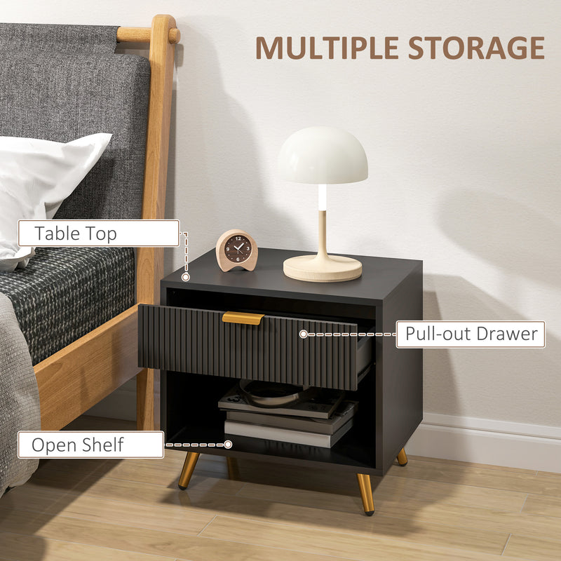 HOMCOM Small Table With Drawer, Open Compartment and Handle