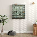 HOMCOM 7-Tier Wall Display Cabinet w/ Shelves Glass Doors