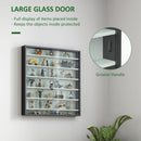 HOMCOM 7-Tier Wall Display Cabinet w/ Shelves Glass Doors