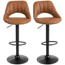 HOMCOM Barstools Set Of 2, Dining Stools With Backrest And Footrest, Brown