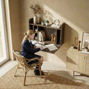 HOMCOM Wall Mounted Table w/ Space Saving Storage Compartments, Dark Brown
