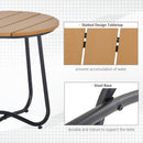 Outsunny Round Outdoor Side Table Adjustable Leg Pads Natural Wood & Black