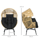 Outsunny Rattan Leisure Chair w/ Cushion, Garden Egg Chair with Headrest