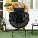 Outsunny Rattan Leisure Chair w/ Cushion, Garden Egg Chair with Headrest