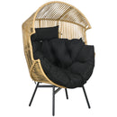 Outsunny Rattan Leisure Chair w/ Cushion, Garden Egg Chair with Headrest