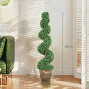 HOMCOM Set Of 2 Potted Artificial Plants, Topiary Spiral Boxwood Trees
