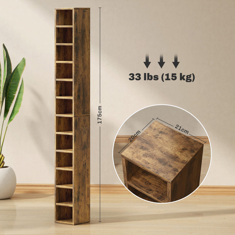 HOMCOM 204 CD Storage Tower Tall Bookcase Bookshelf with Cubes