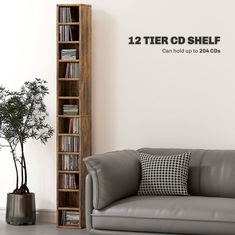 HOMCOM 204 CD Storage Tower Tall Bookcase Bookshelf with Cubes