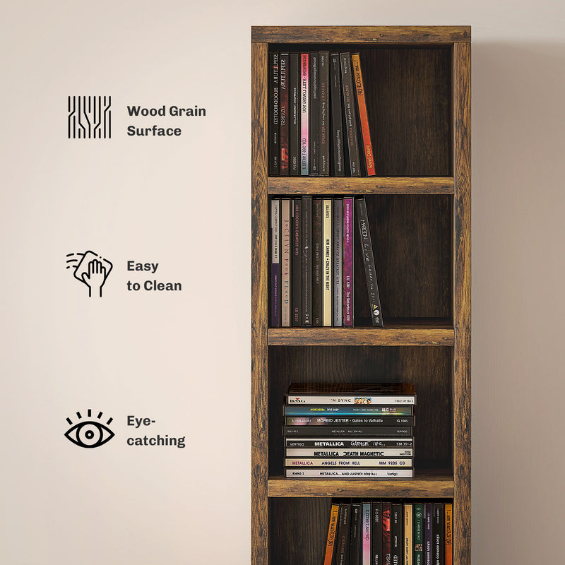 HOMCOM 204 CD Storage Tower Tall Bookcase Bookshelf with Cubes