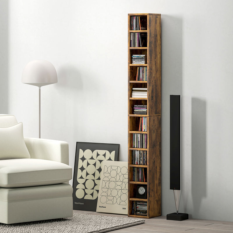 HOMCOM 204 CD Storage Tower Tall Bookcase Bookshelf with Cubes